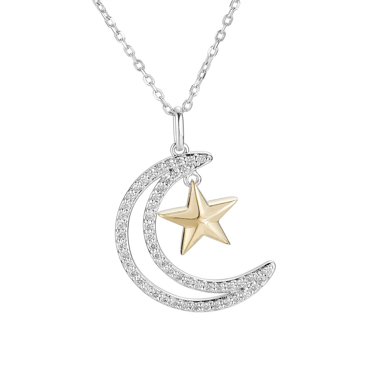 MZ7931 14K Yellow Gold 14K White Gold Natural Diamond  Pendant Natural Diamond