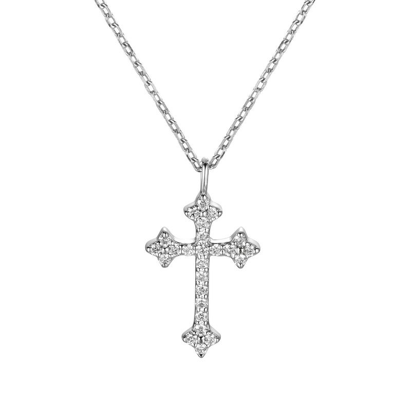 14K White/Yellow Gold Cross Natural Diamond  Pendant MZ61439
