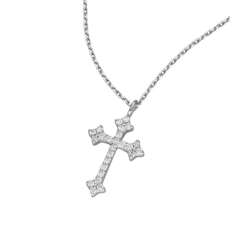 14K White/Yellow Gold Cross Natural Diamond  Pendant MZ61439