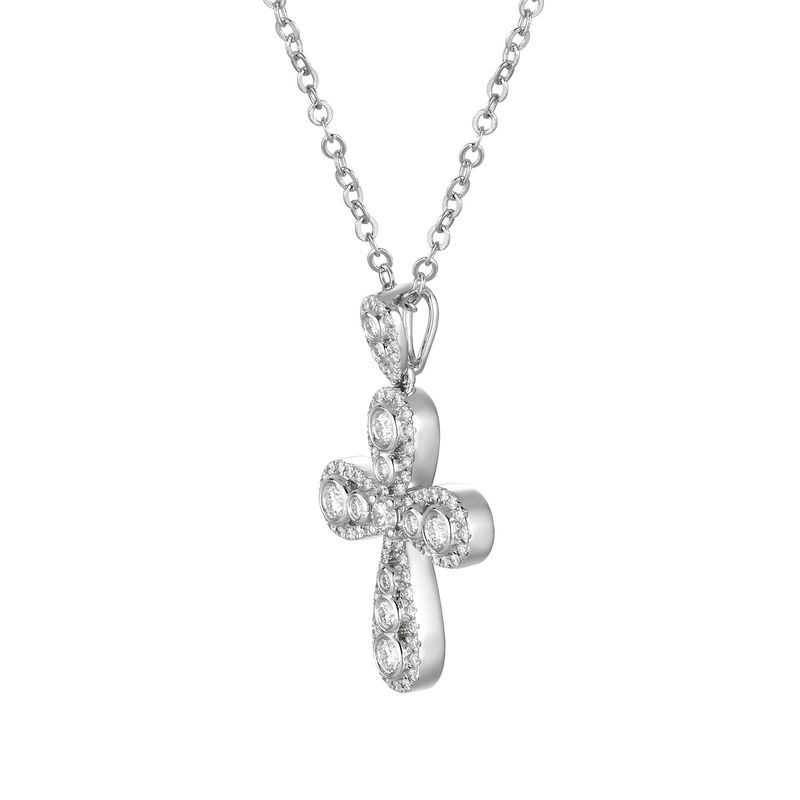 14K White/Yellow Gold Cross Natural Diamond  Pendant MZ2019 Natural Diamond