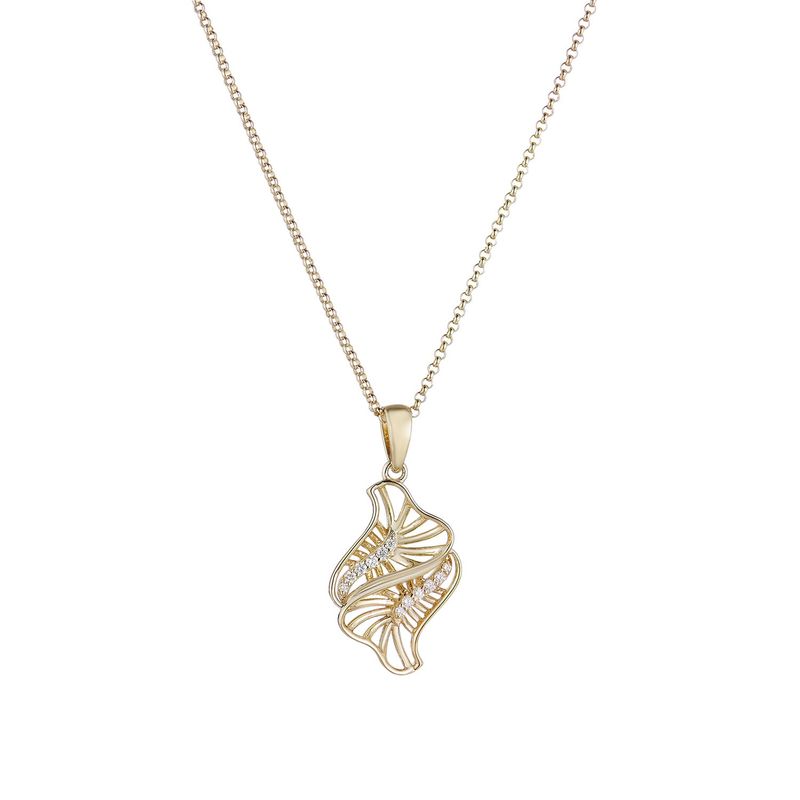 14K Yellow Gold Natural Diamond  Pendant Necklace MZ10190