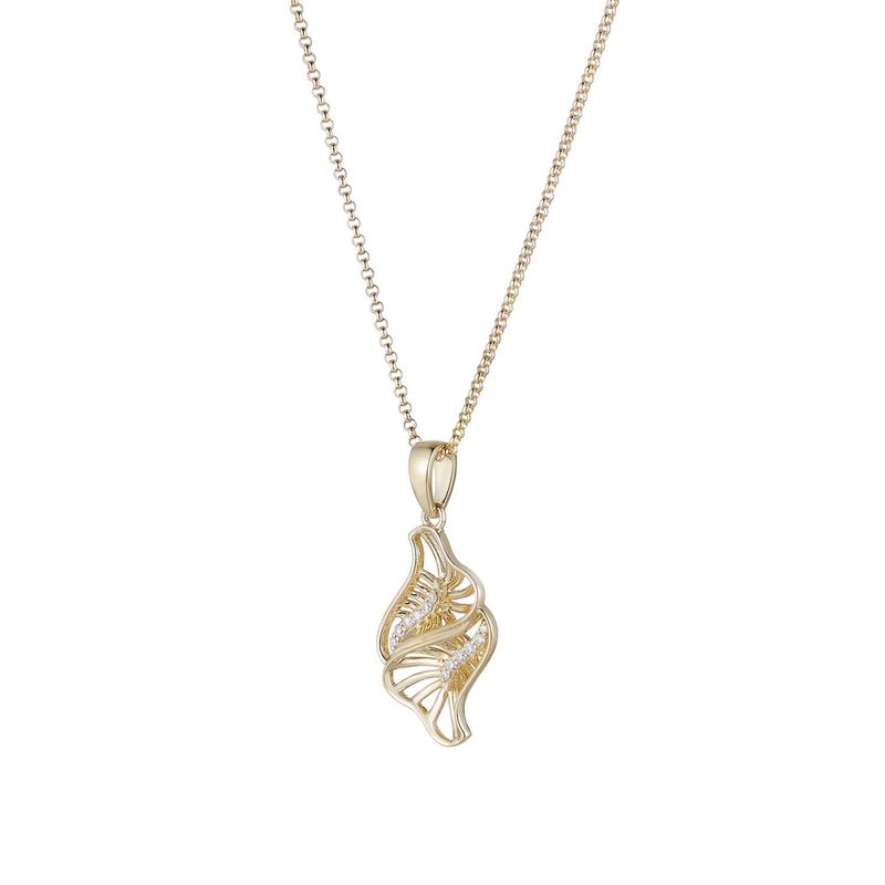14K Yellow Gold Natural Diamond  Pendant Necklace MZ10190