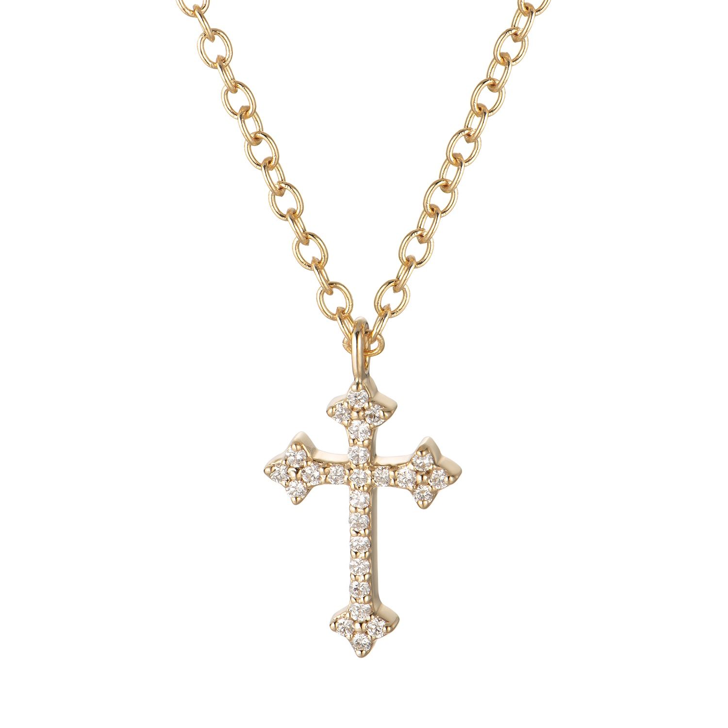 14K White/Yellow Gold Cross Natural Diamond  Pendant MZ61439 Natural Diamond, Colour: 14K Yellow