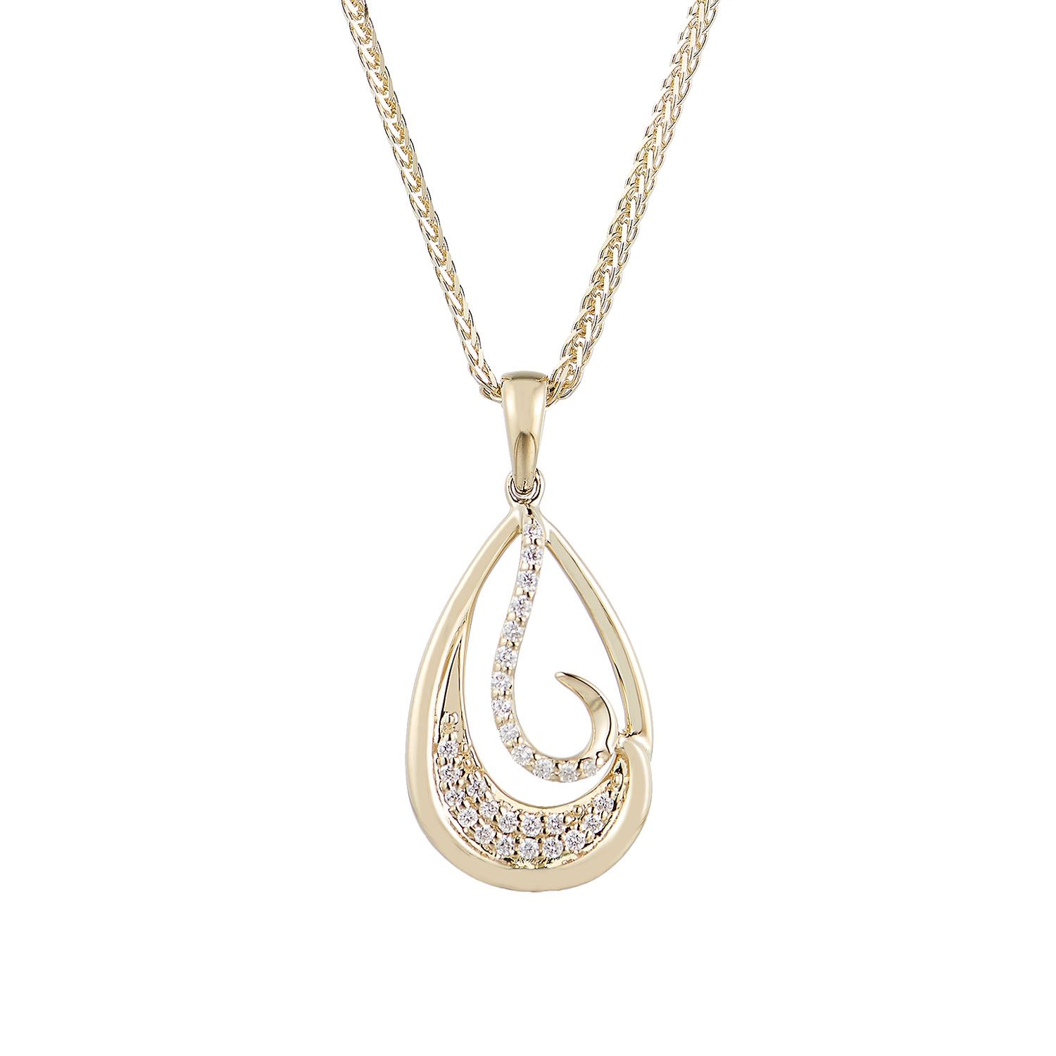14K Yellow Gold Natural Diamond  Pendant Necklace MZ9784, Colour: Yellow