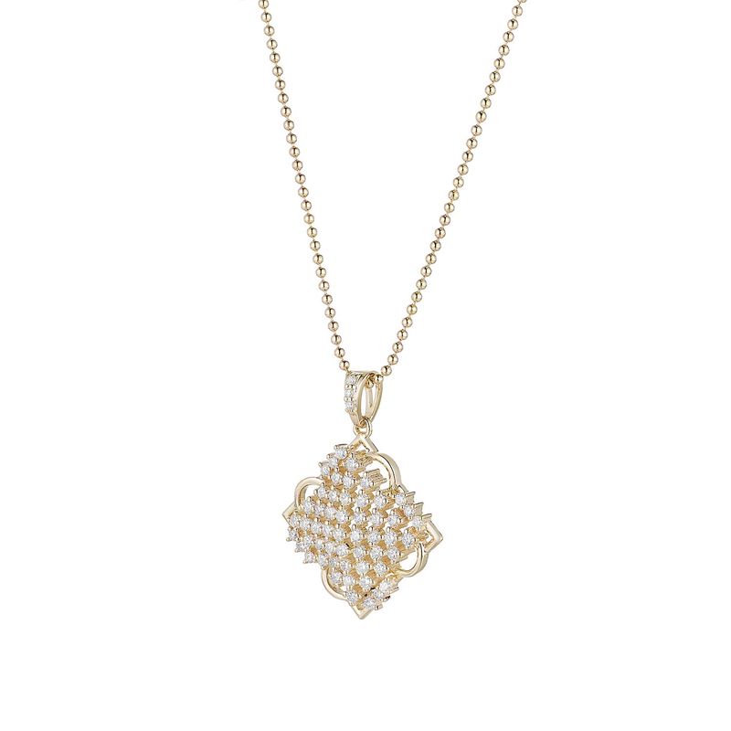 14K Yellow Gold Natural Diamond  Pendant Necklace Natural Diamond MZ71946
