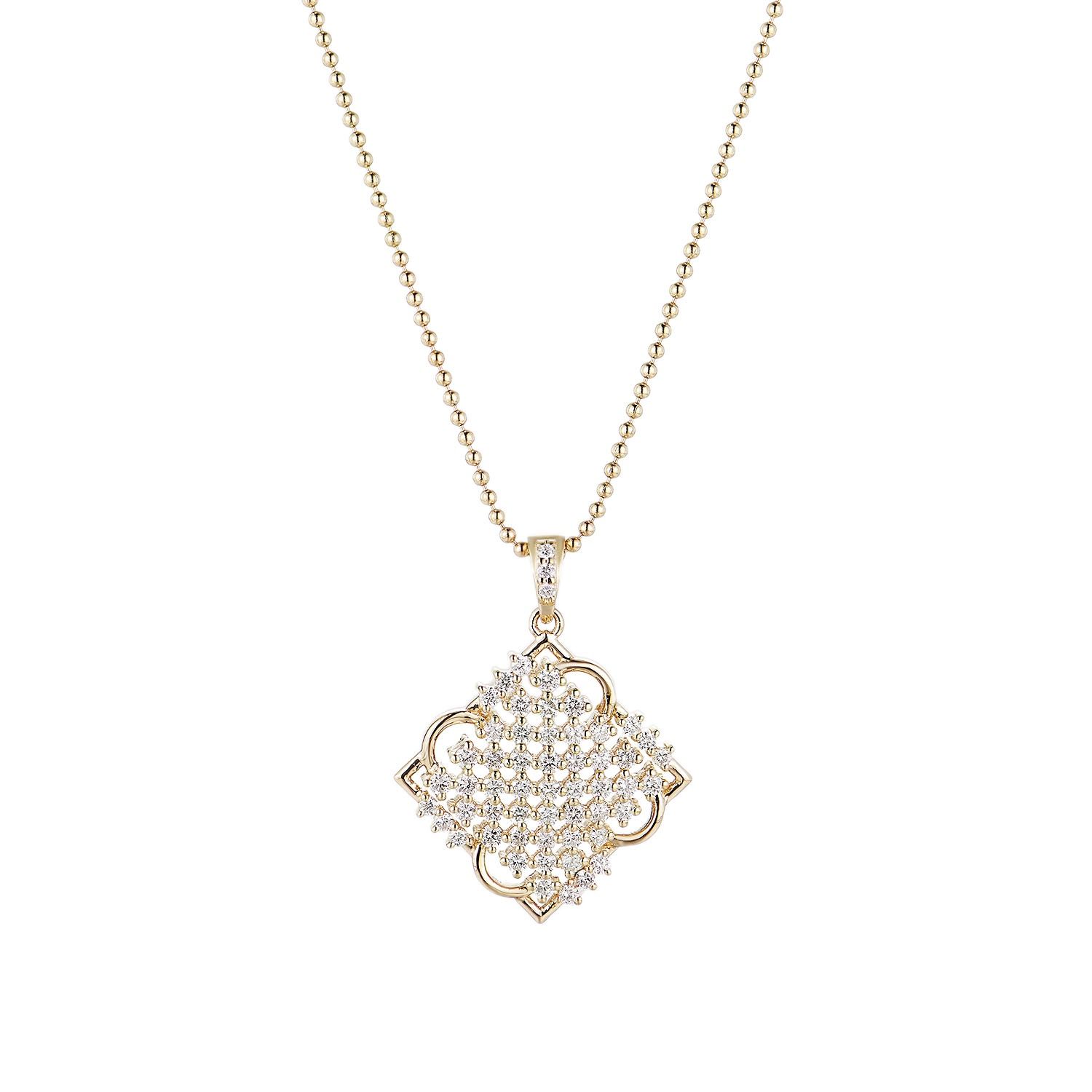 14K Yellow Gold Natural Diamond  Pendant Necklace Natural Diamond MZ71946