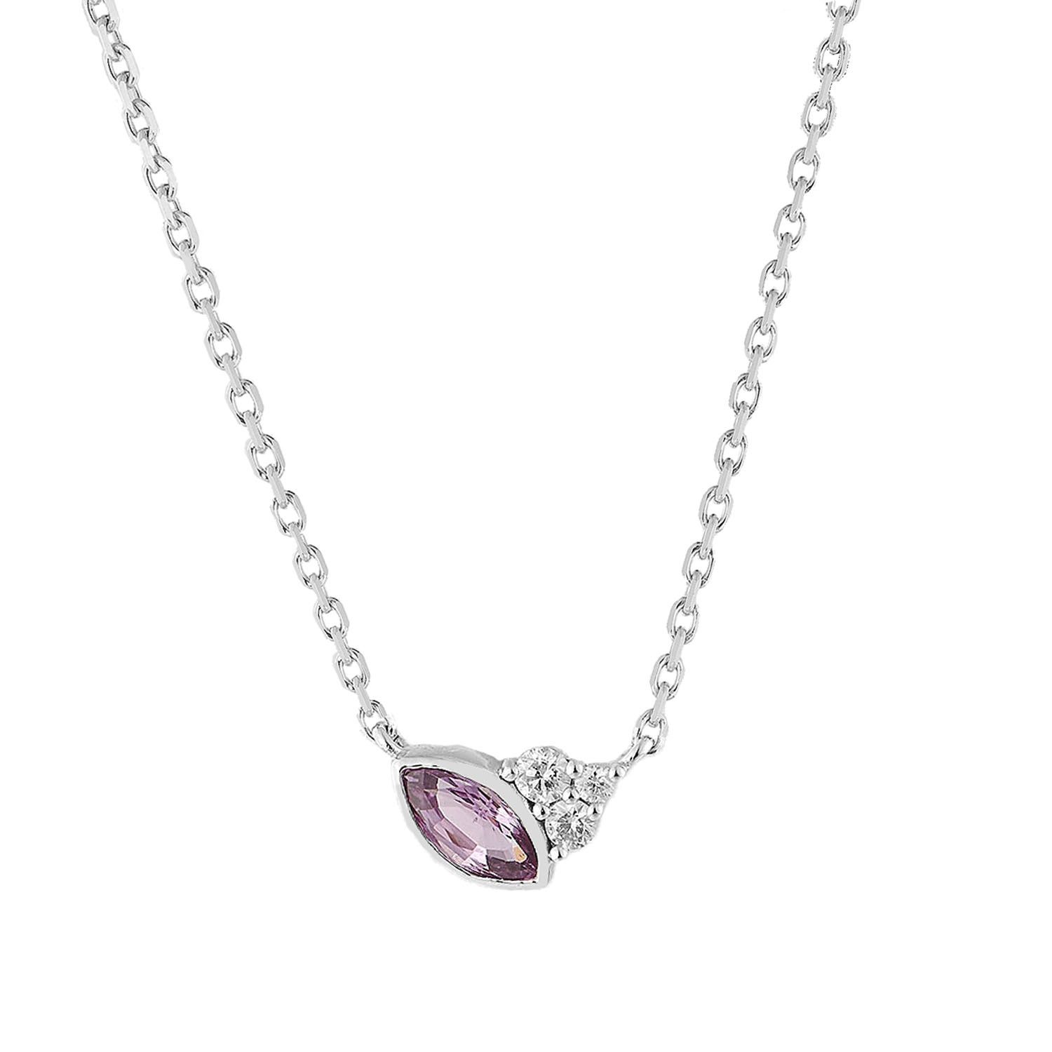 Gemstone pendant-MZ71088-1 14K White Gold Ruby Natural Diamond  Pendant Necklace