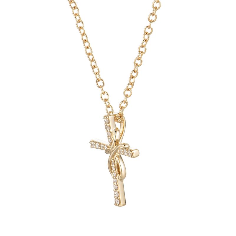 14K White/Yellow Gold Cross Natural Diamond  Pendant MZ9185 Natural Diamond
