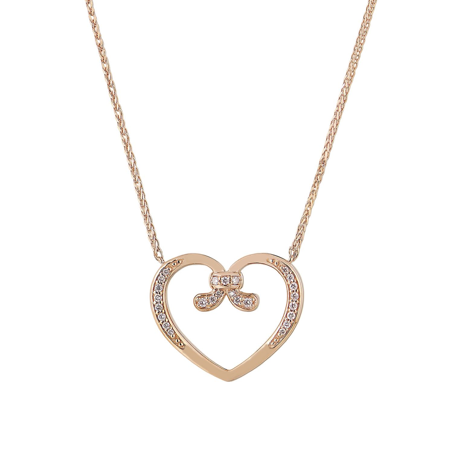 14K Rose Gold Natural Diamond Pendant Necklace MZ61256, Colour: Rose