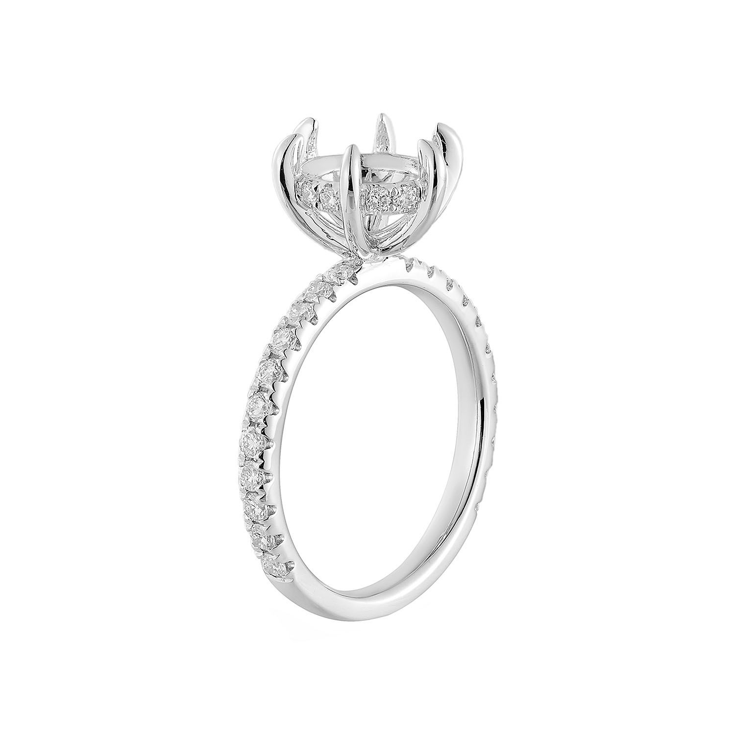 14K White Gold Natural Diamond  Engagement Ring Natural Diamond