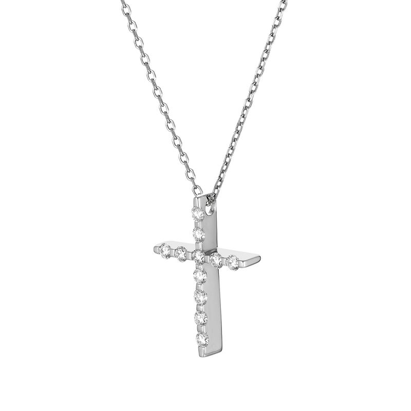14K White/Yellow Gold Cross Natural Diamond  Pendant MZ249