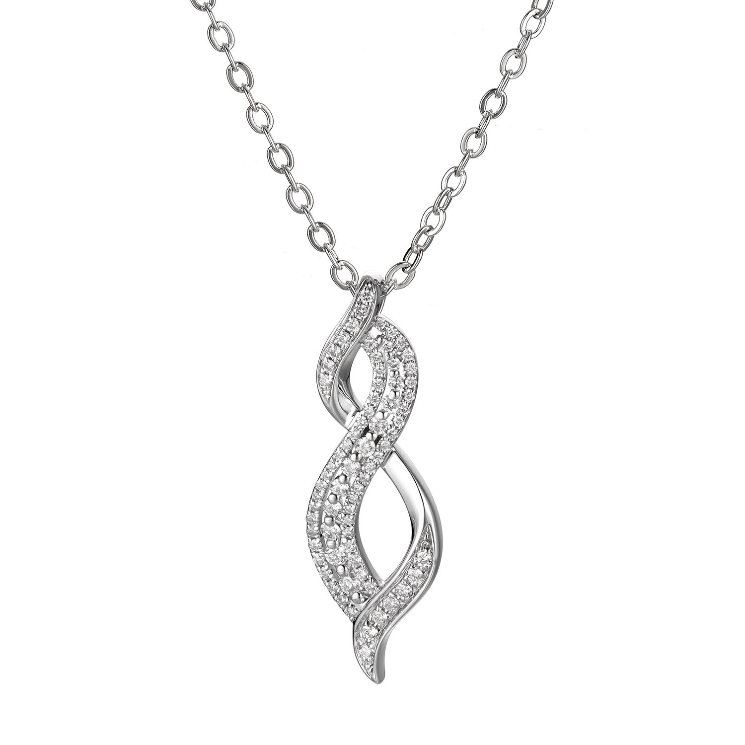 MZ61057 14K White Gold Round Natural Diamond  Pendant Natural Diamond