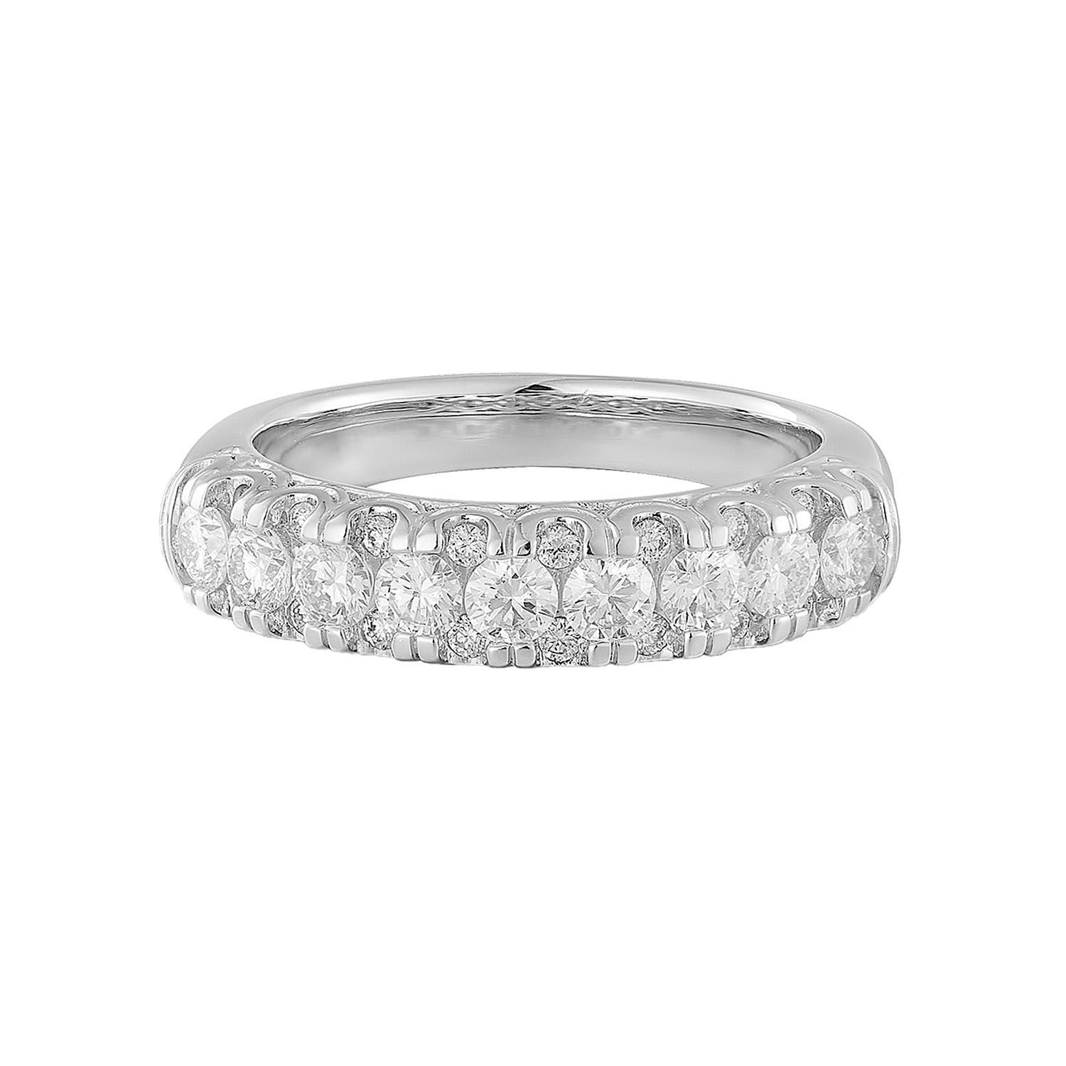 14K White Gold Round Natural Diamond  Band MG-40, Colour: White