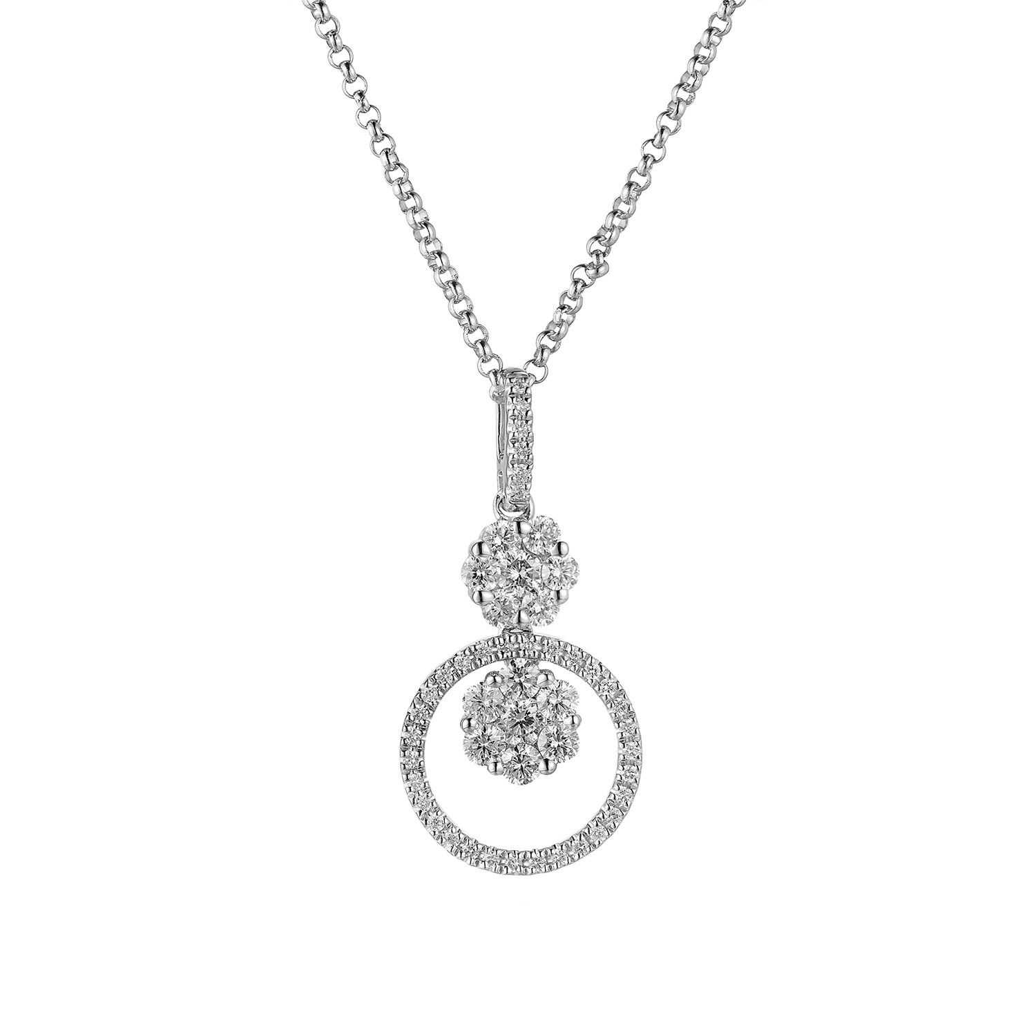 14K White/Yellow Gold Natural Diamond  Pendant Necklace MZ71673, Colour: White