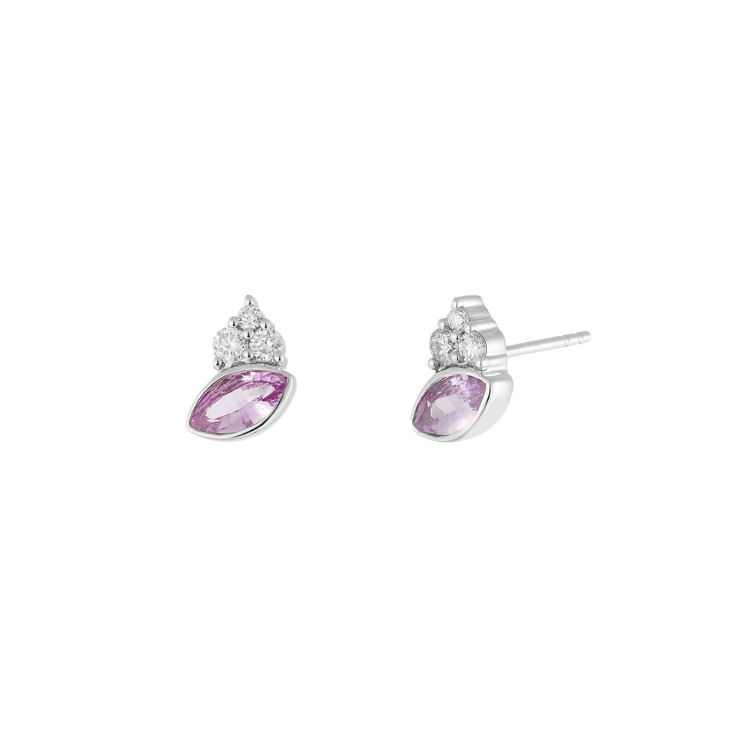 14K White Gold Ruby Natural Diamond  Stud Earrings MZ71089-1