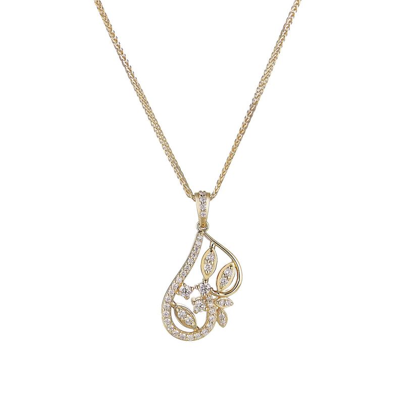 14K White/Yellow Gold Natural Diamond  Pendant Necklace MZ10205