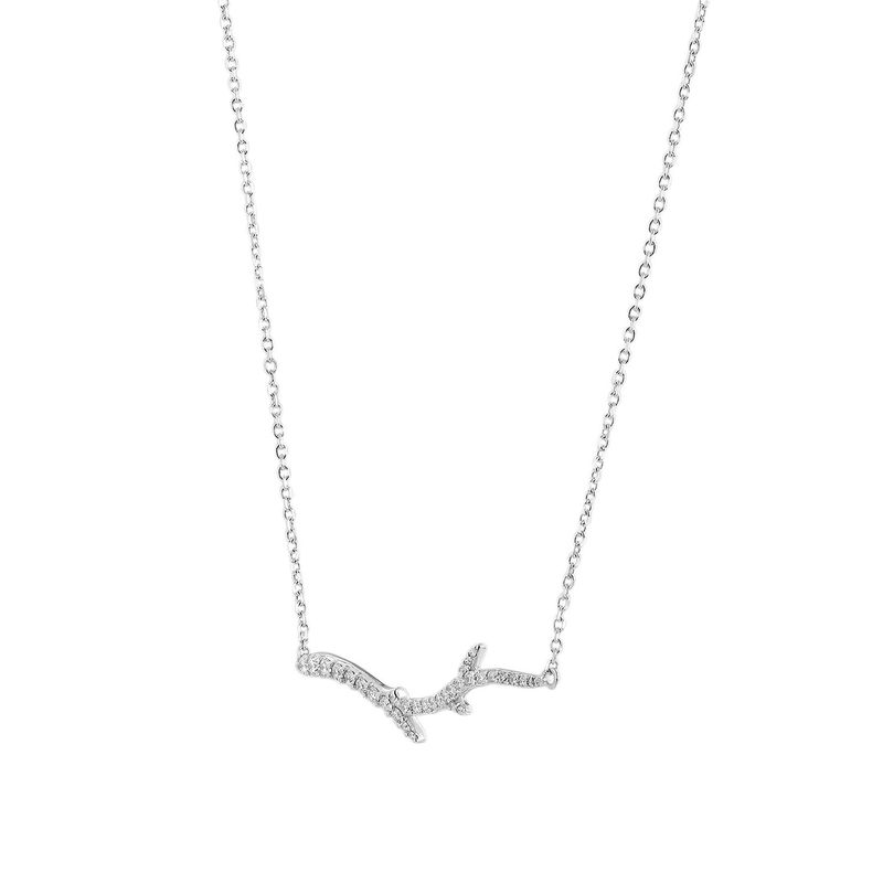 18K White Gold Cross Natural Diamond  Pendant Necklace MZ138