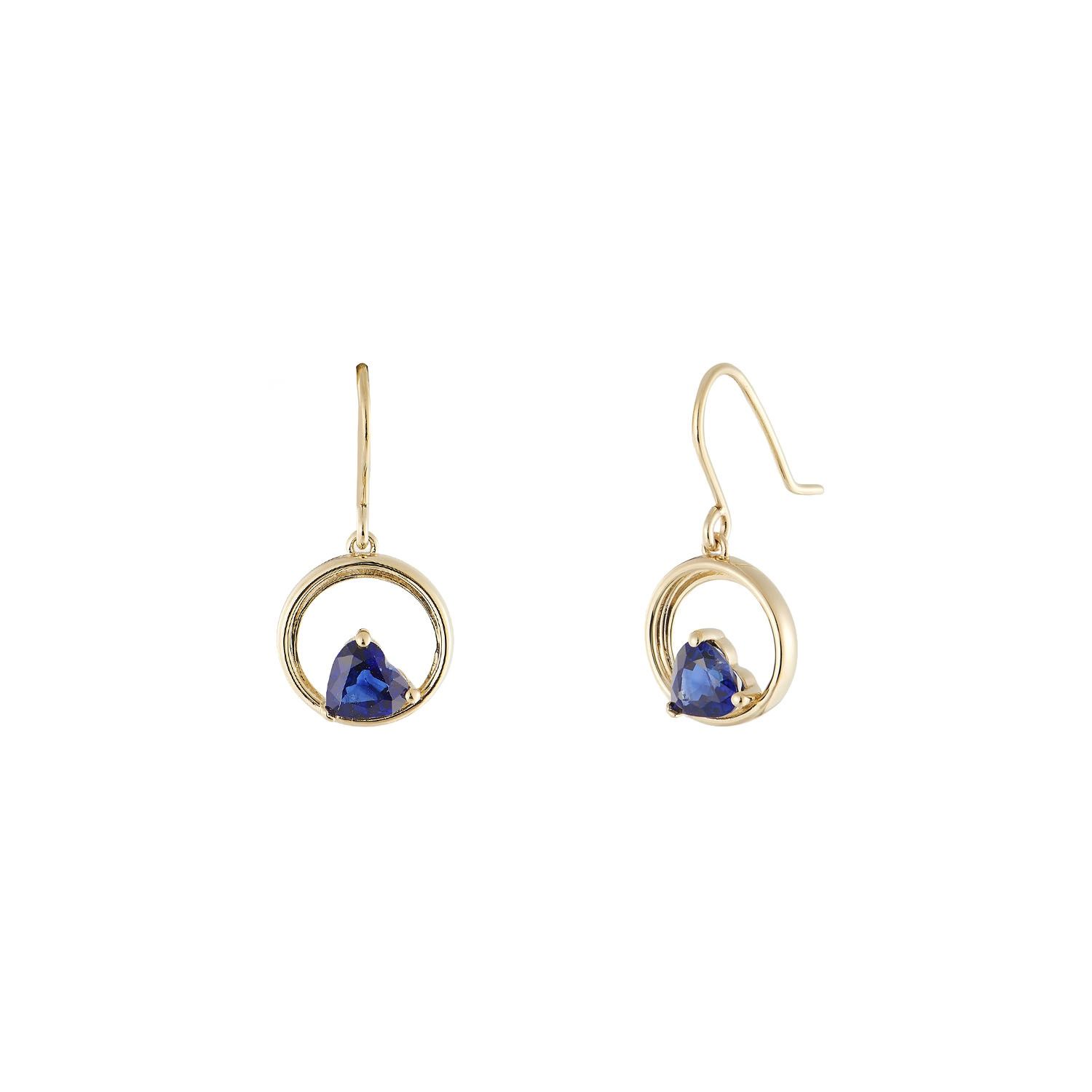 14K Yellow Gold Natural Sapphire  And Diamond Earring MZ71102-1
