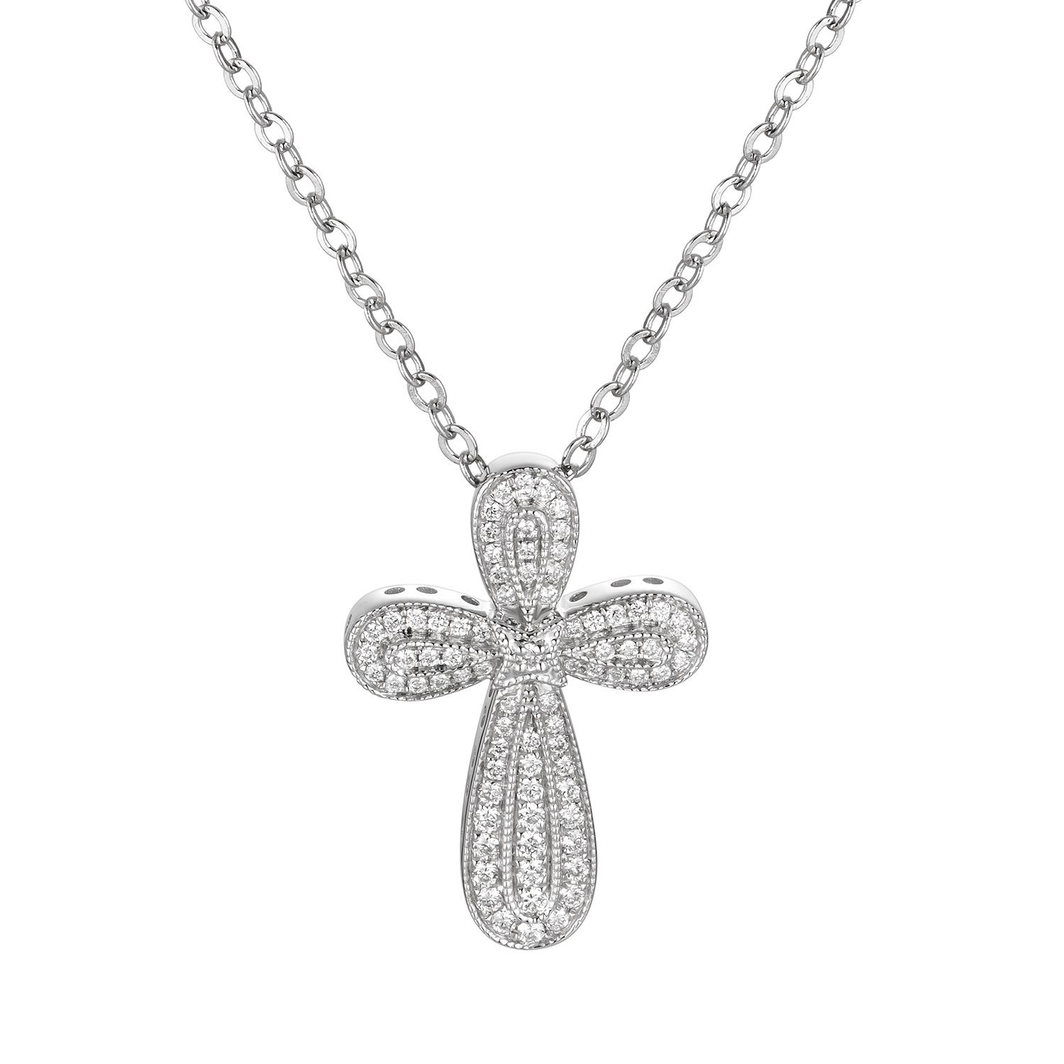 14K White/Yellow Gold Cross Natural Diamond  Pendant MZ2363 Natural Diamond, Colour: 14K White