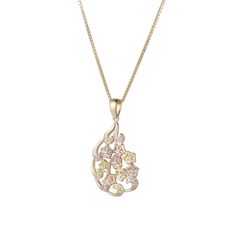 14K White/Yellow/Rose Gold Natural Diamond  Pendant Necklace MZ10175 Natural Diamond
