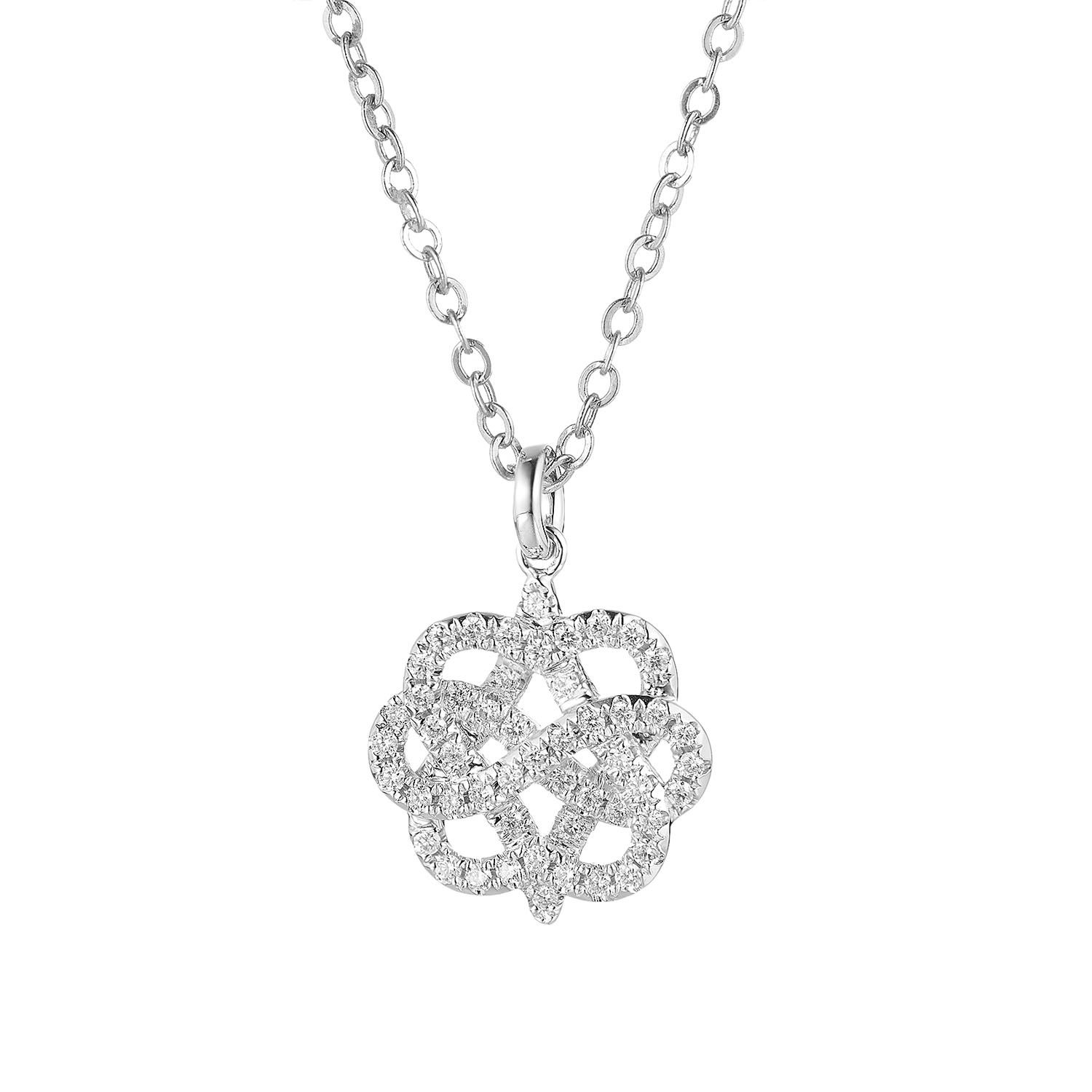 MZ9493 14K White Gold Round Natural Diamond  Pendant Natural Diamond