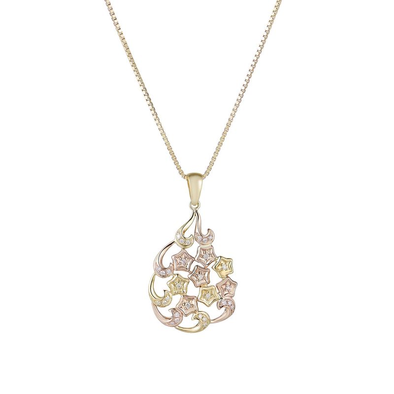 14K White/Yellow/Rose Gold Natural Diamond  Pendant Necklace MZ10175 Natural Diamond