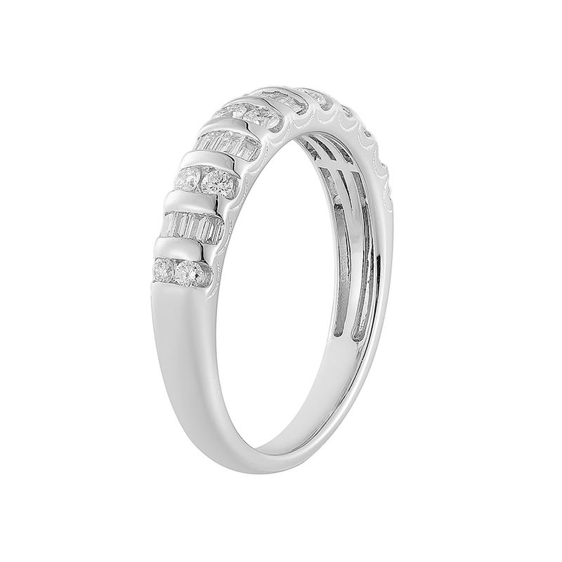 14K Yellow Gold Baguette And Round Natural Diamond  Wedding Band  MG-50