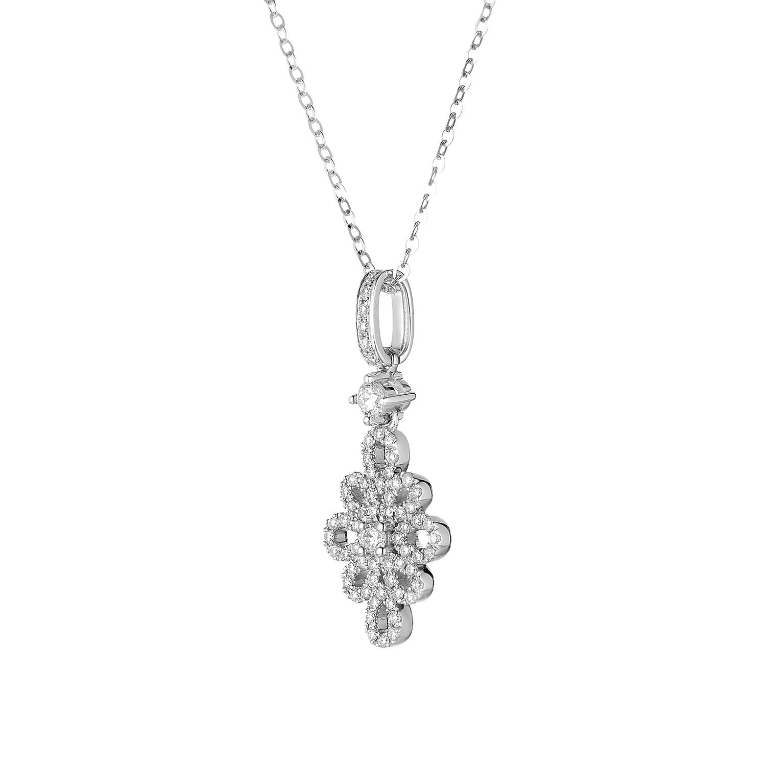 14K White/Yellow Gold Natural Diamond  Pendant Necklace MZ9954, Colour: 14K White