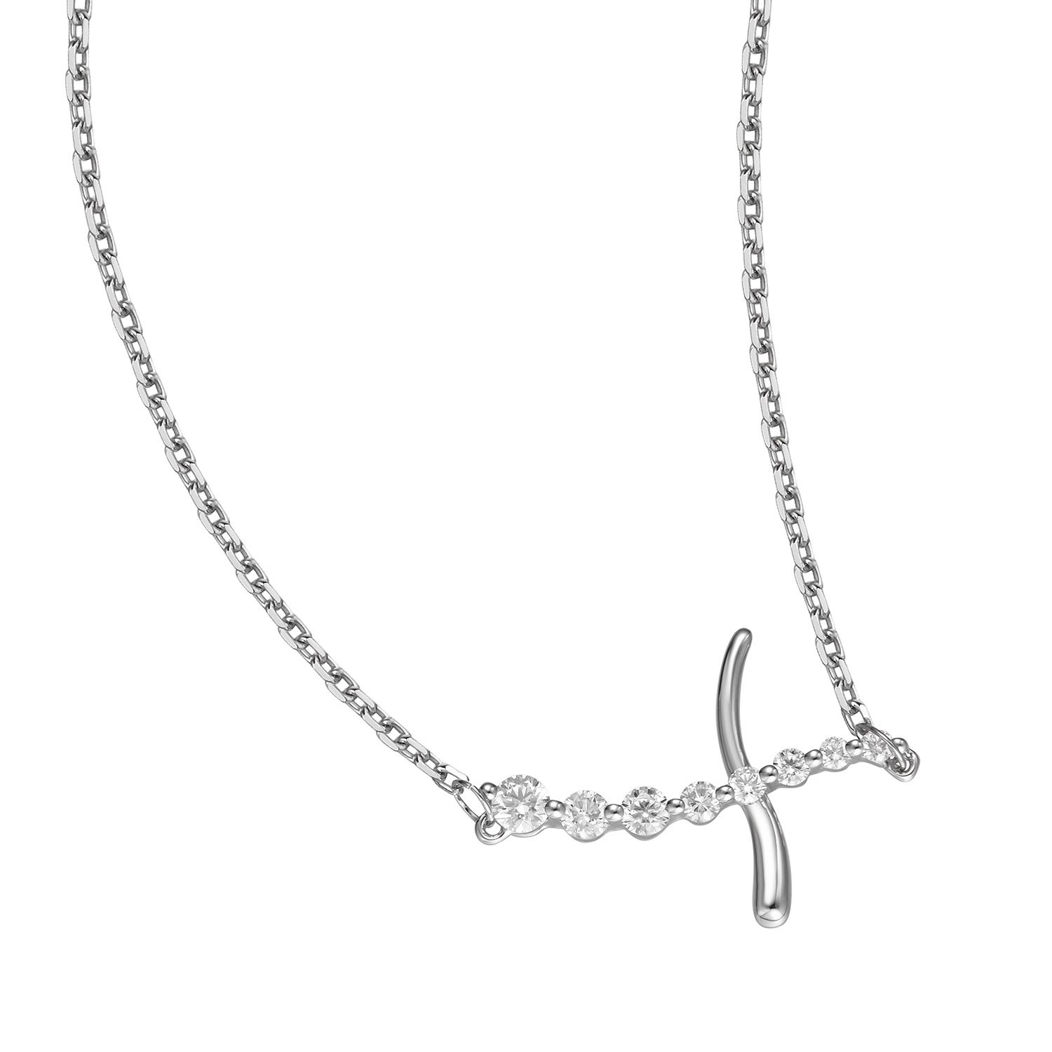 14K White/Yellow Gold Cross Natural Diamond  Pendant  Necklace MZ7544, Colour: 14K White