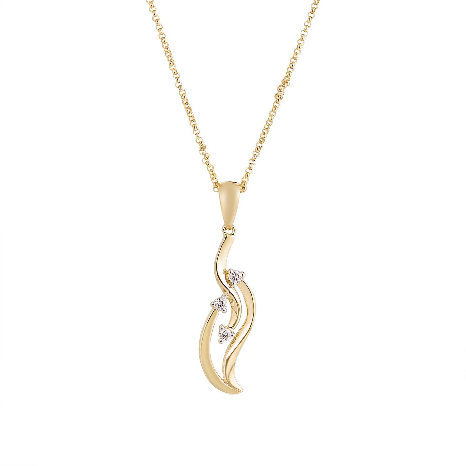 14K White Gold 14K Yellow Gold Natural Diamond  Pendant Necklace MZ71913