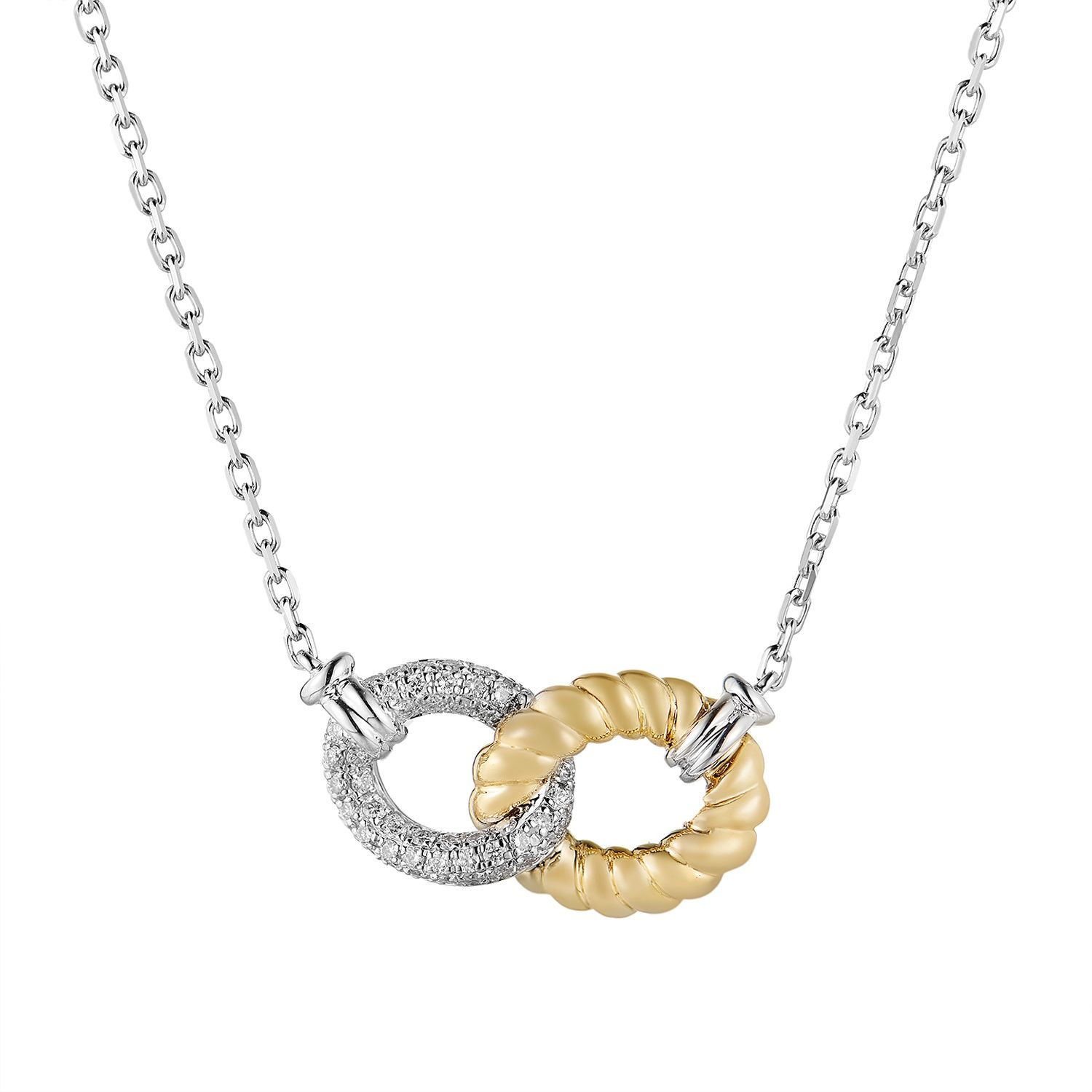 14K Yellow Gold 14K White Gold Pendant Necklace Natural Diamond MZ71753