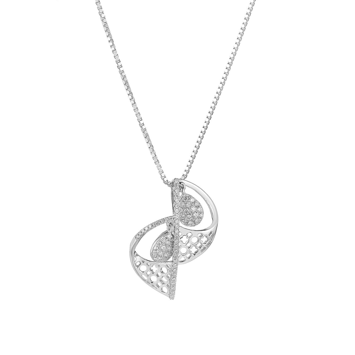 14K White/Yellow Gold Natural Diamond  Pendant Necklace MZ71987, Colour: White