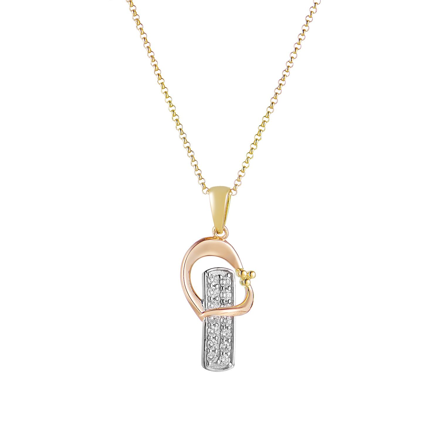 14K Three-color Gold Natural Diamond  Pendant Necklace  MZ10168