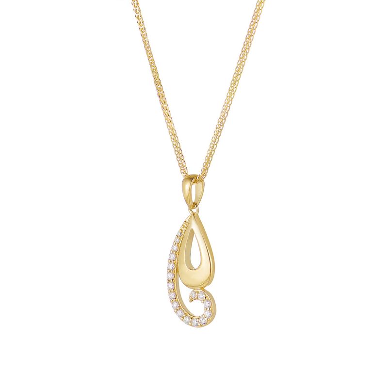 14K Yellow Gold Natural Diamond  Pendant Necklace Natural Diamond  MZ10166