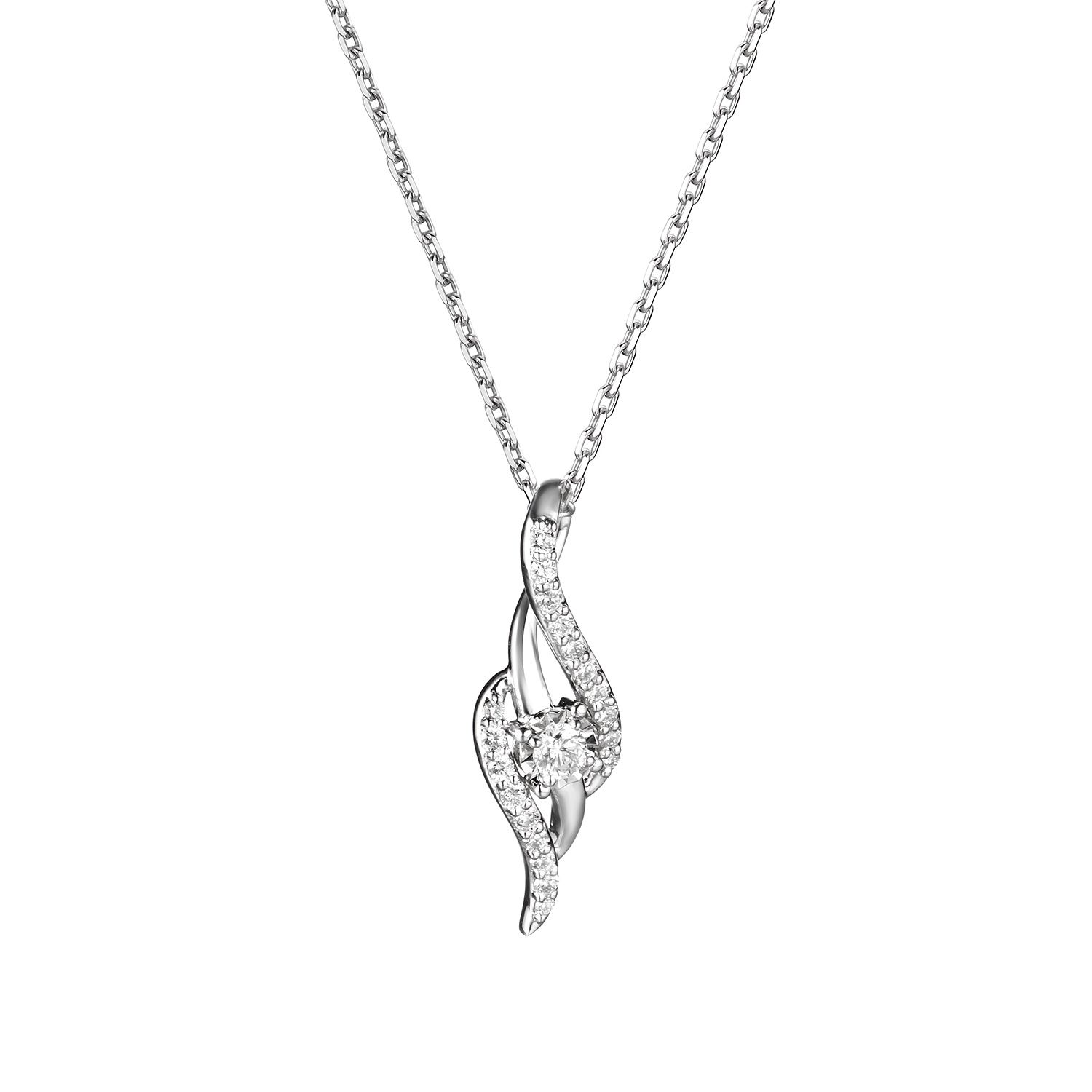 14K White Gold Round Natural Diamond  Pendant MZ9188