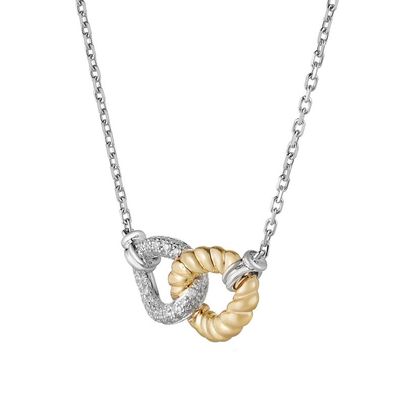 14K Yellow Gold 14K White Gold Pendant Necklace Natural Diamond MZ71753