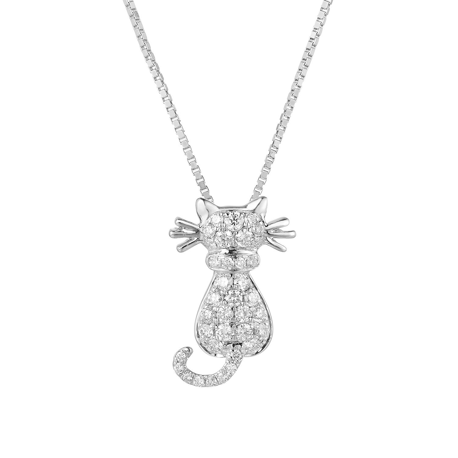 14K White Gold Natural Diamond  Pendant Necklace MZ71592