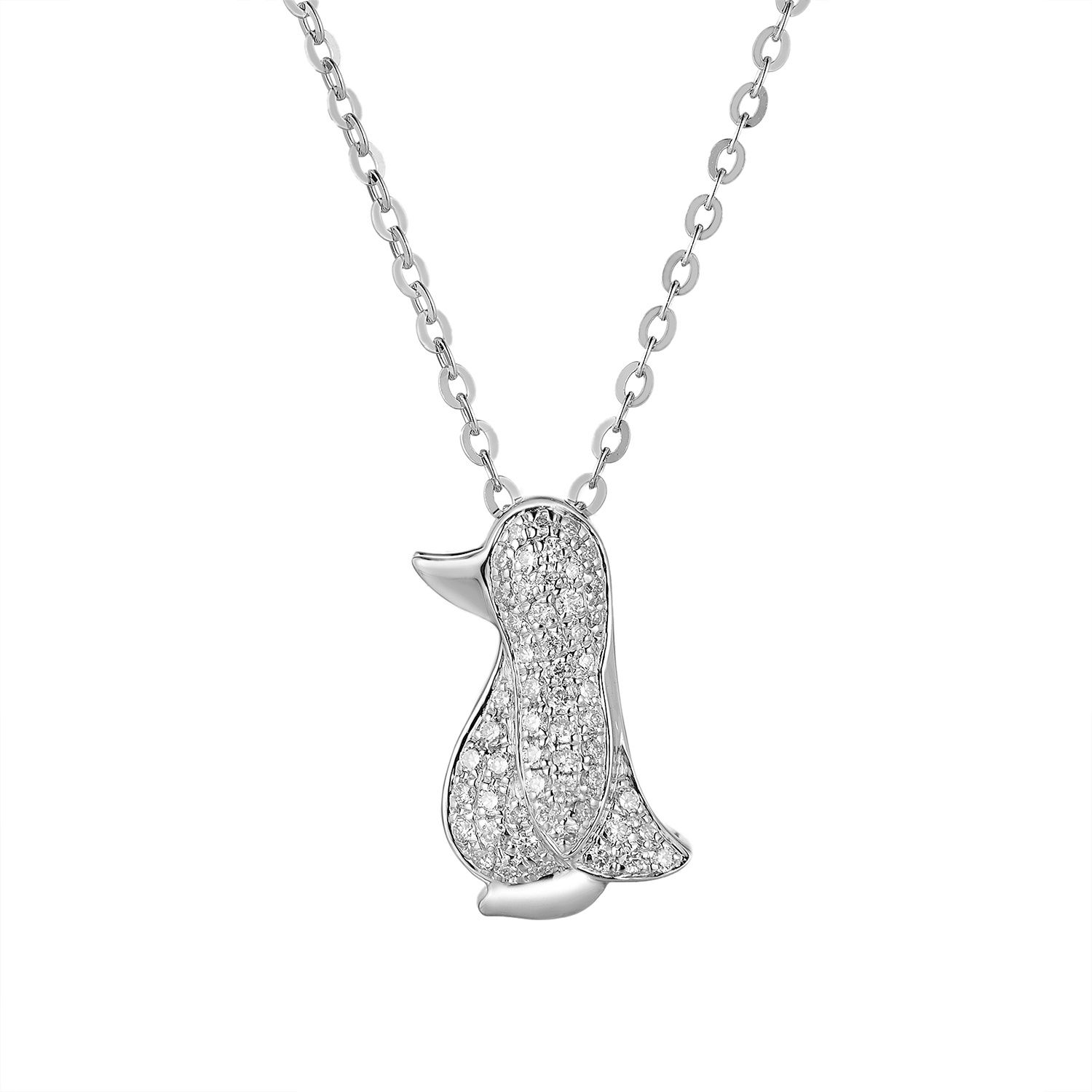14K White Gold Natural Diamond  Pendant Necklace Natural Diamond MZ9931