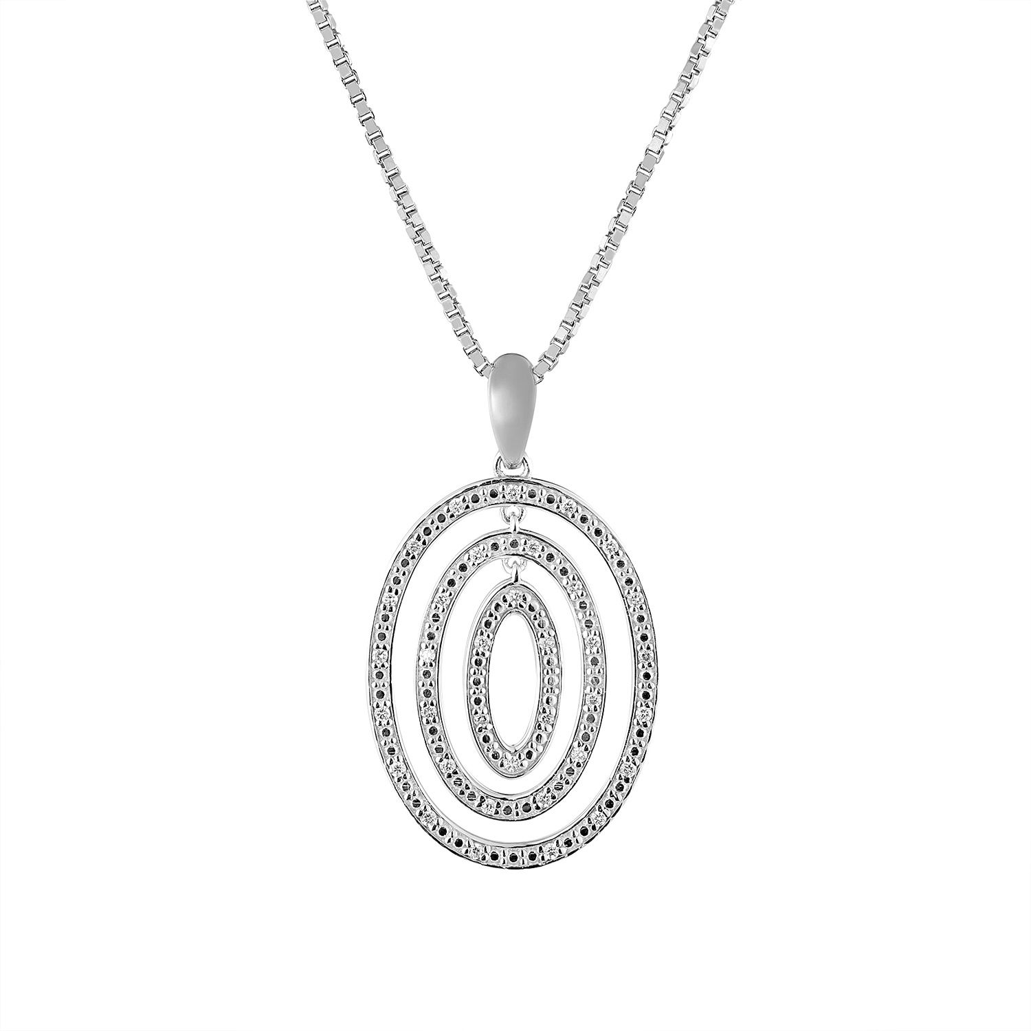 14K White Gold Round Natural Diamond  Pendant Necklace MZ9915