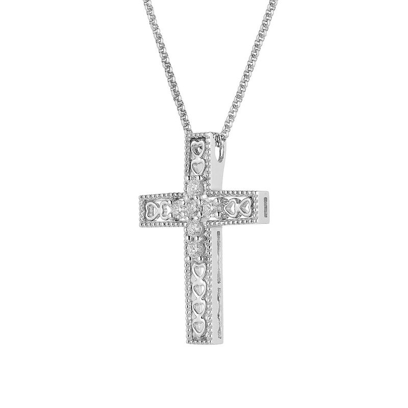 14K White Gold Cross Natural Diamond  Pendant Necklace Natural Diamond MZ9823