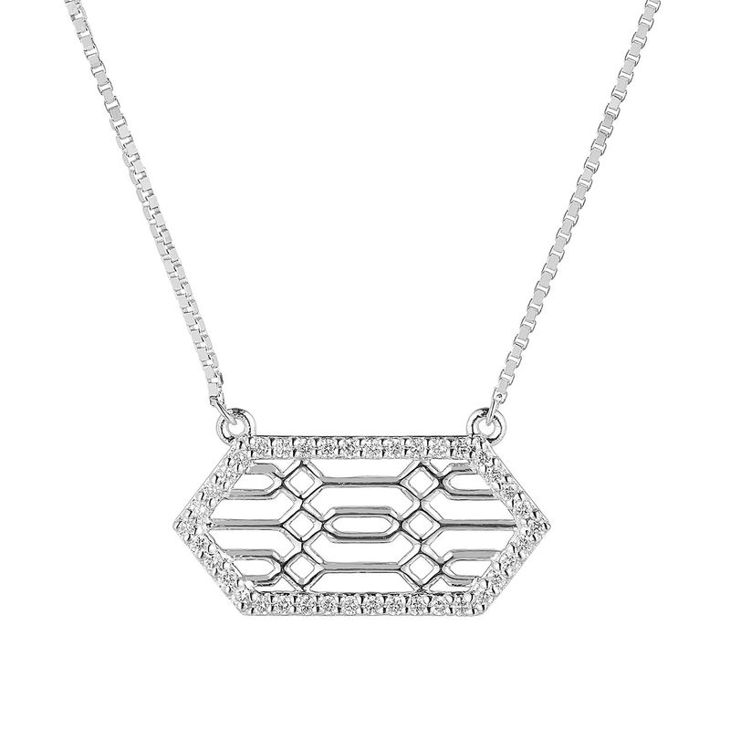 14K White Gold Natural Diamond  Pendant Necklace Natural Diamond MZ71840