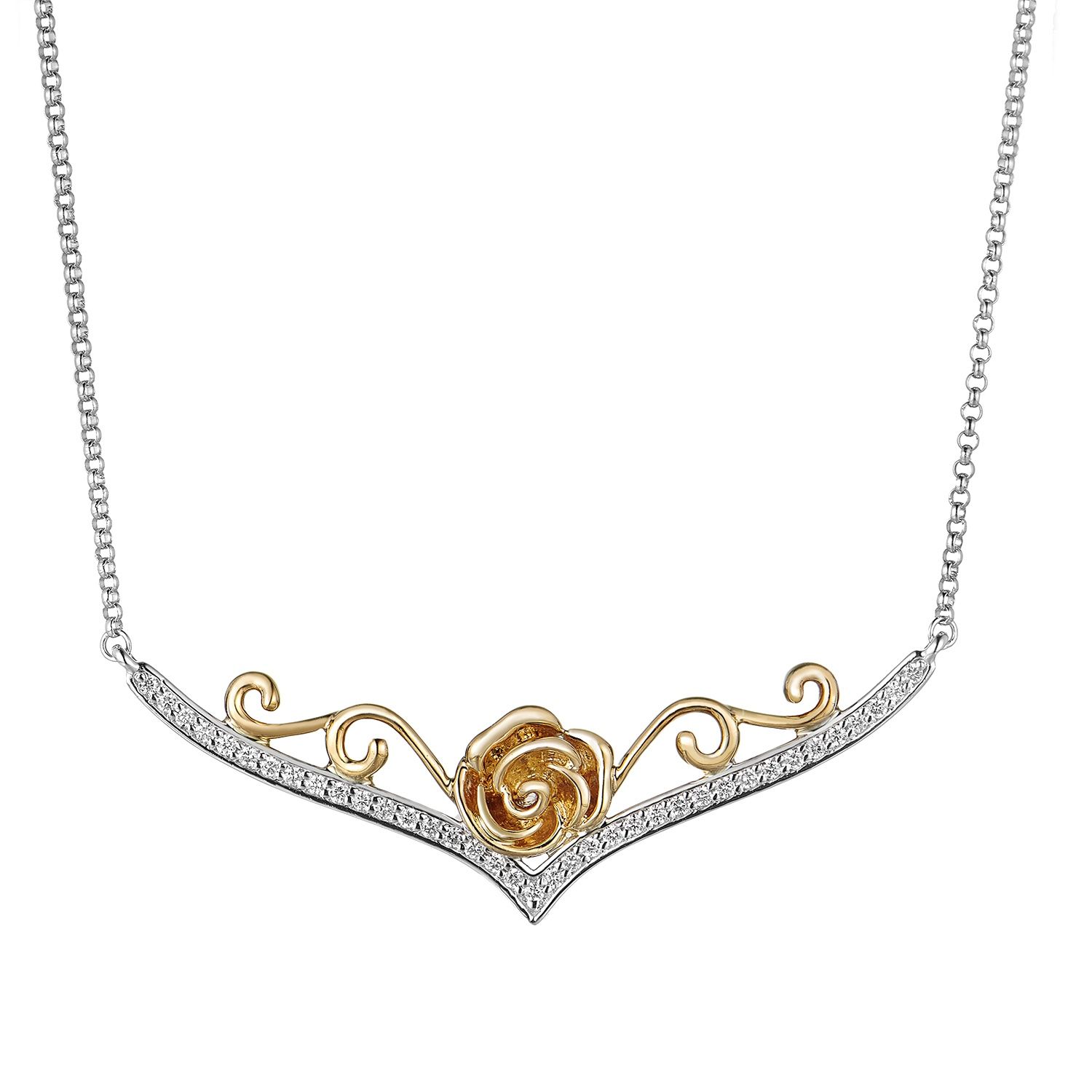 14K Yellow Gold 14K White Gold Pendant Necklace Natural Diamond  MZ71806