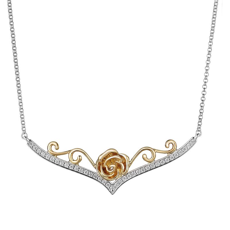 14K Yellow Gold 14K White Gold Pendant Necklace Natural Diamond  MZ71806