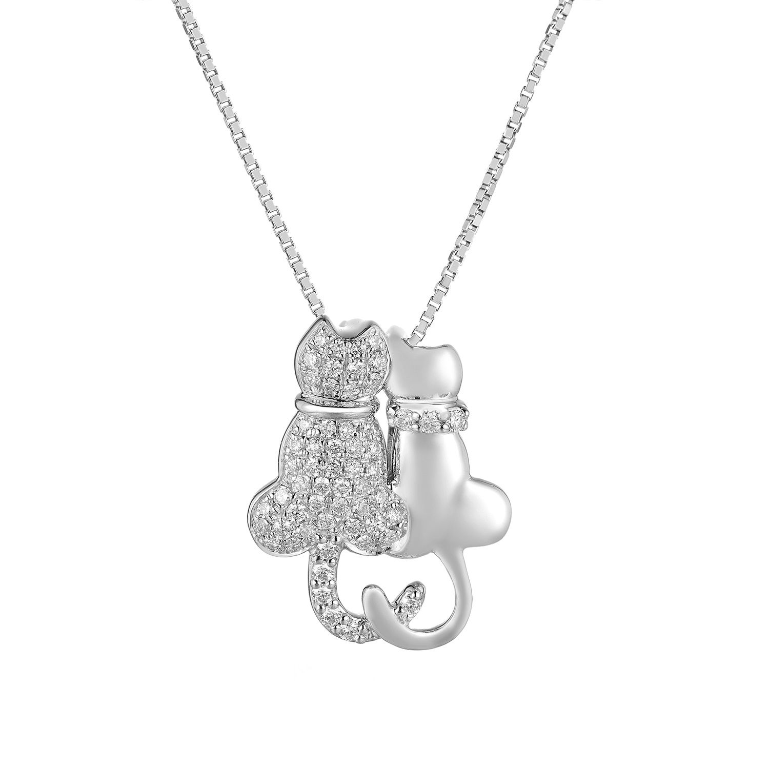 14K White Gold Round Natural Diamond  Pendant Necklace MZ71593