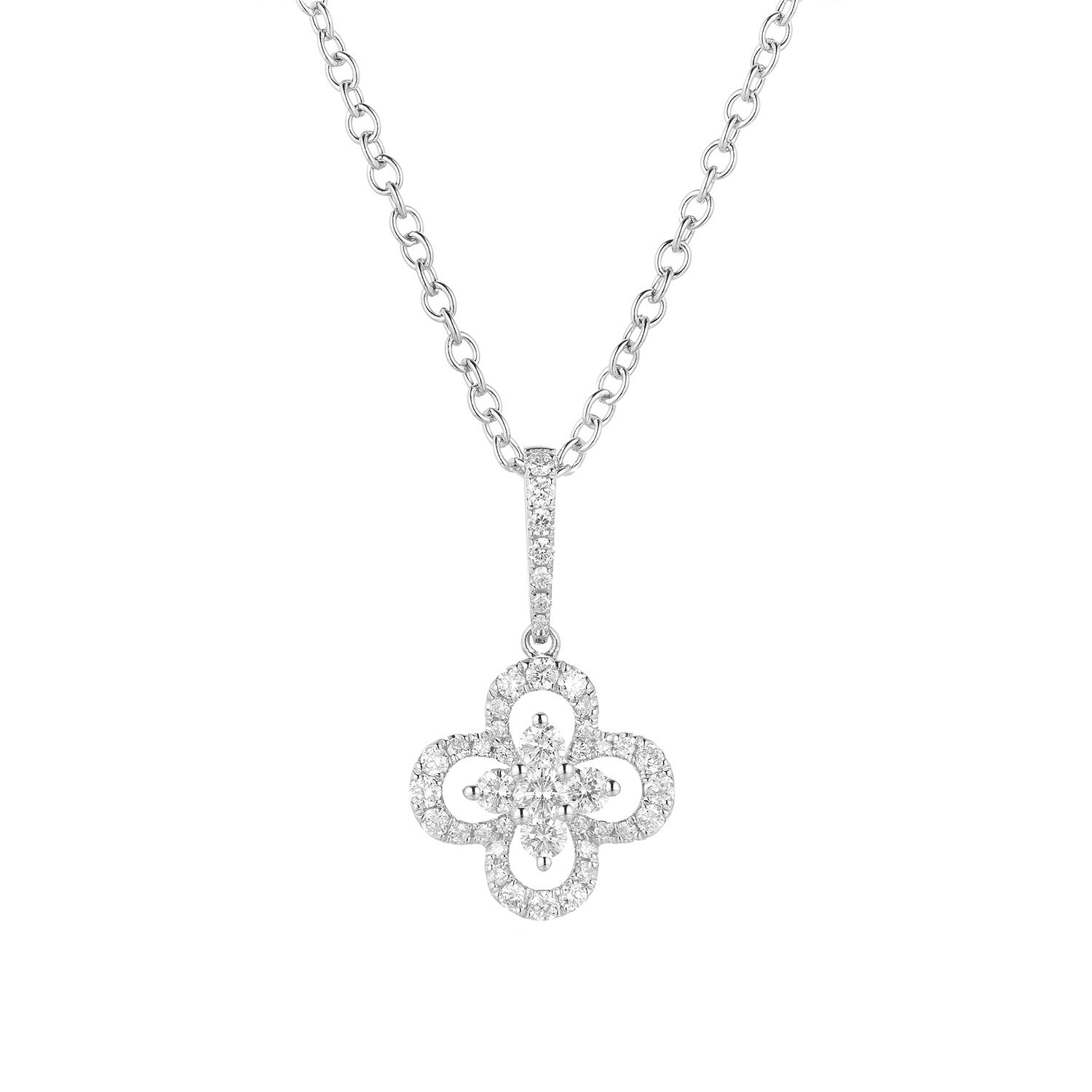 14K White Gold Natural Diamond  Pendant Necklace MZ9346