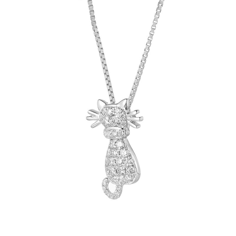 14K White Gold Natural Diamond  Pendant Necklace MZ71592