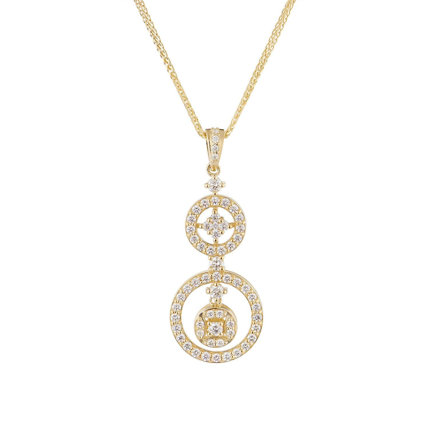 MZ10268 14K Yellow Gold Round Natural Diamond  Pendant Necklace Natural Diamond