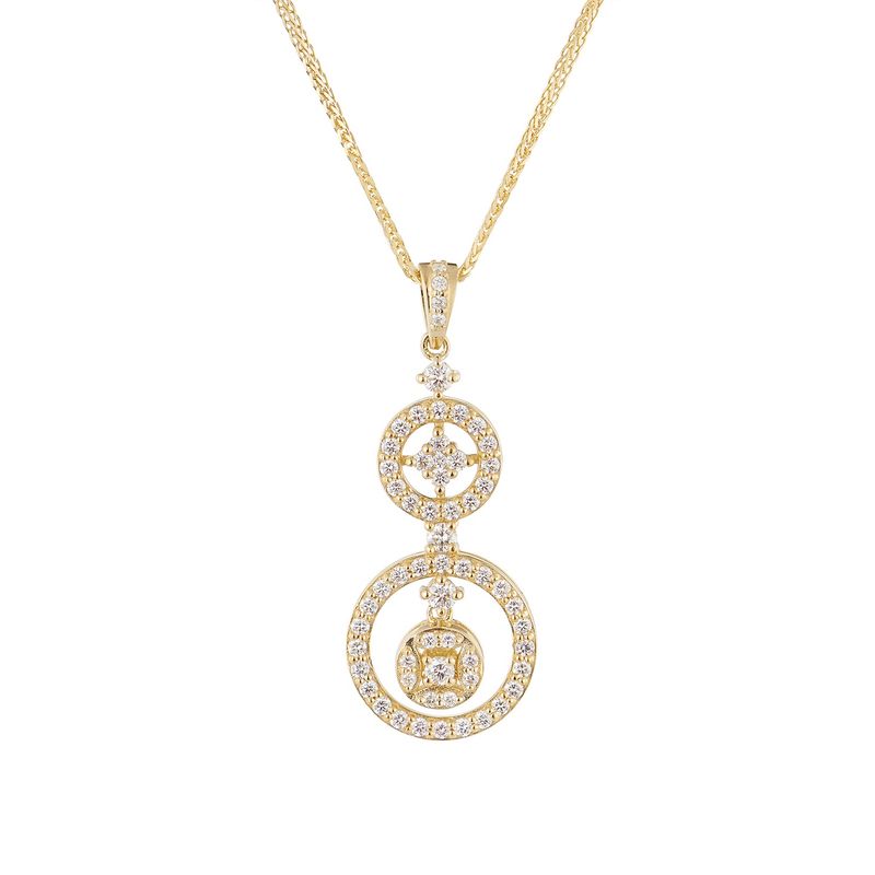 MZ10268 14K Yellow Gold Round Natural Diamond  Pendant Necklace Natural Diamond