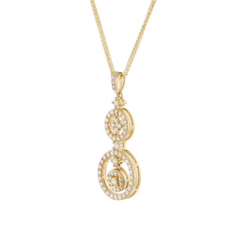 MZ10268 14K Yellow Gold Round Natural Diamond  Pendant Necklace Natural Diamond