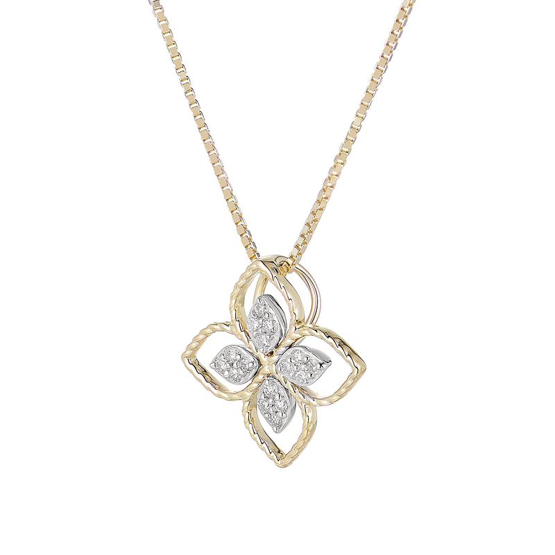 14K White Gold 14K Yellow Gold Natural Diamond  Pendant Necklace MZ10107